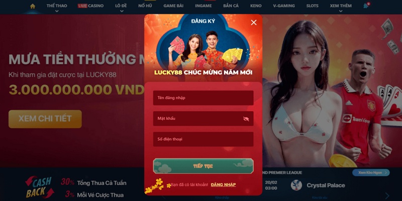 Đăng ký tài khoản Lucky88 trên app di động